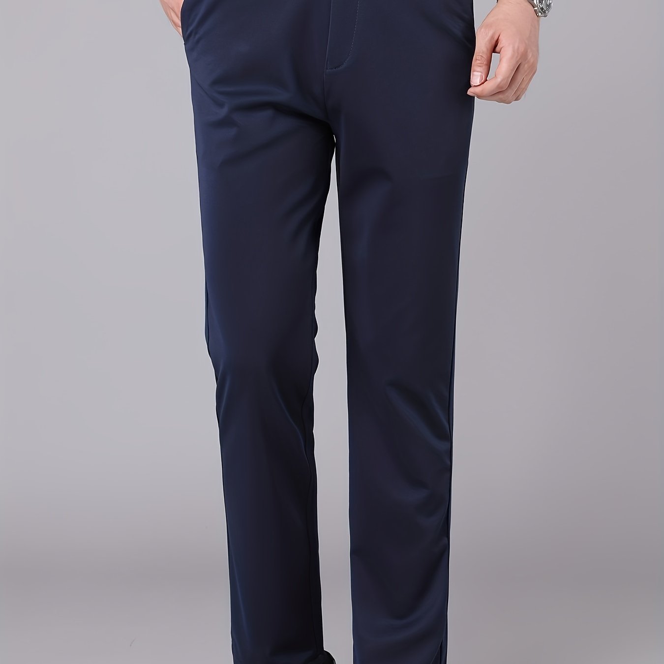 Men's Stretch Dress Pants Solid Color Semi-formal Business Trousers