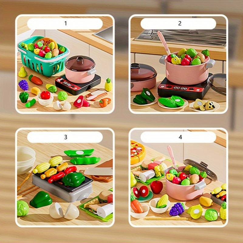 61pcs Kitchen Toy Accessories BBQ Camping Cooking Toy Set Utensil Cookware Toys