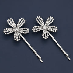 Silvery Flower Hair Pins Set Of Hair Pins Flowers