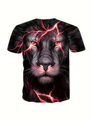 Kids' Lion & Lightning 3D Print T Shirt Short Sleeve Tee
