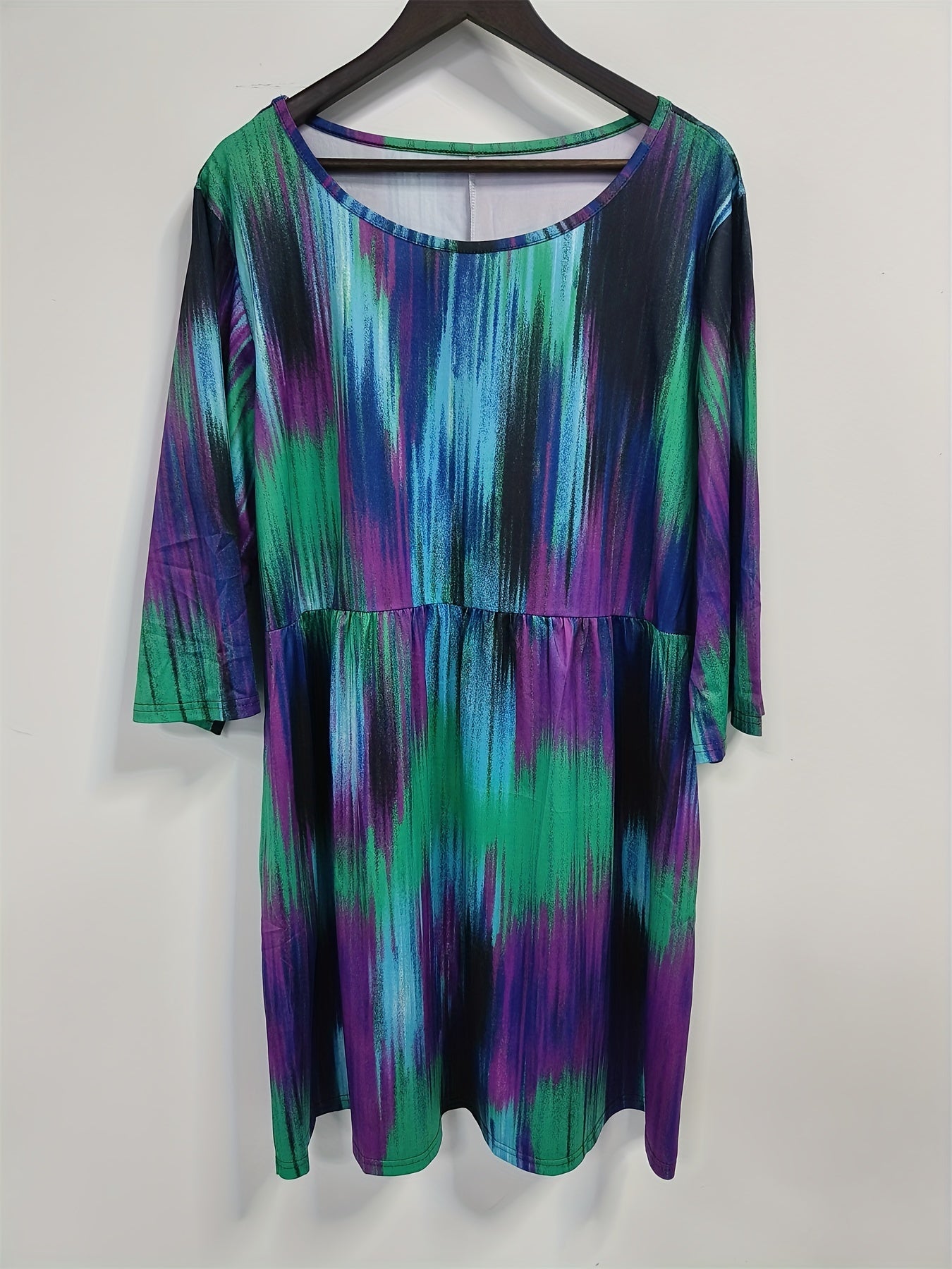 Casual Dress Women's Plus Print Half Sleeve Round Neck Tee Dress