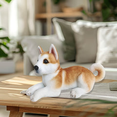 Realistic Shiba Inu Plush Toy - Natural Brown, Lying Pose - Family Party Gift
