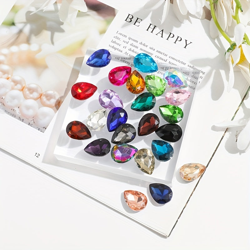 20pcs Glass Water Drop Drill Mobile Phone Sticker DIY Decoration Accessories