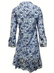 Boho Dress Women's Plus Floral Print Long Sleeve