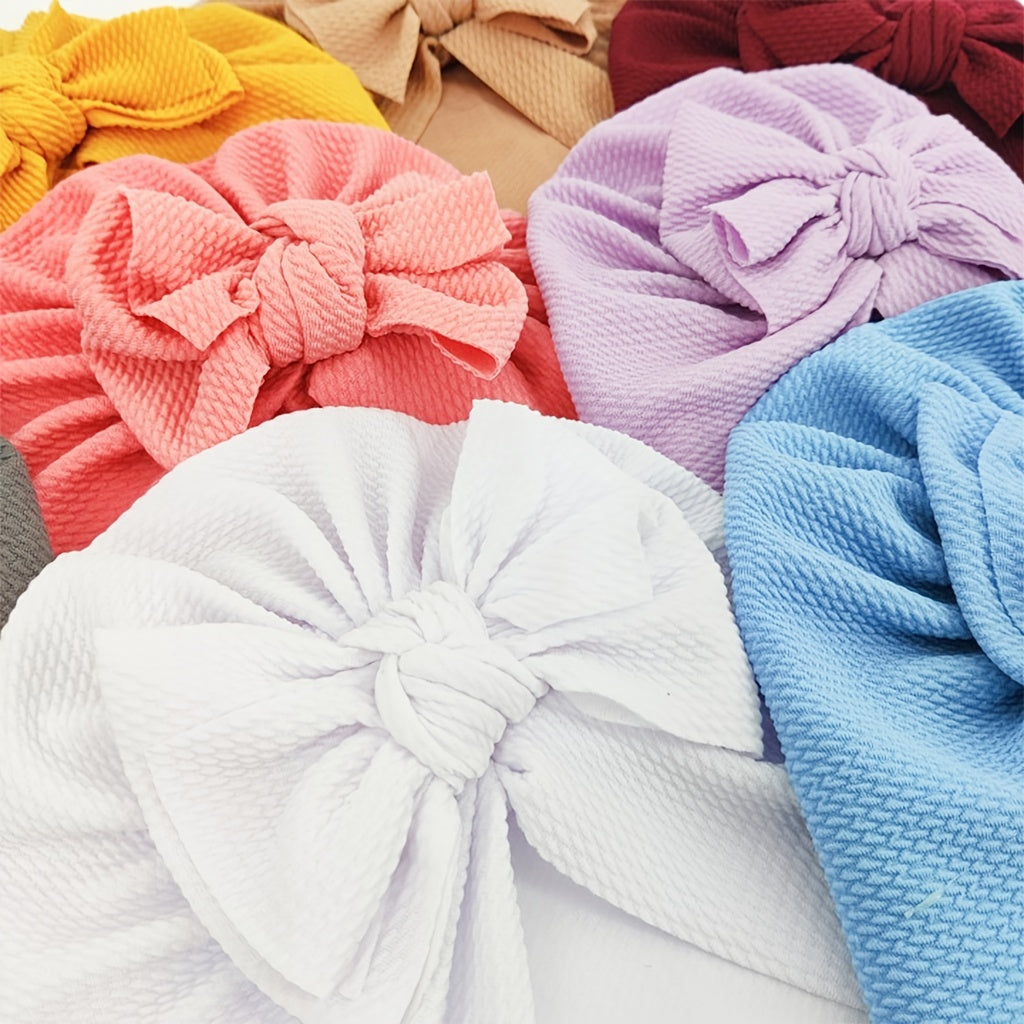 Newborn Bow Decor Turban Hat Cap Beanie For Baby Boys And Girls