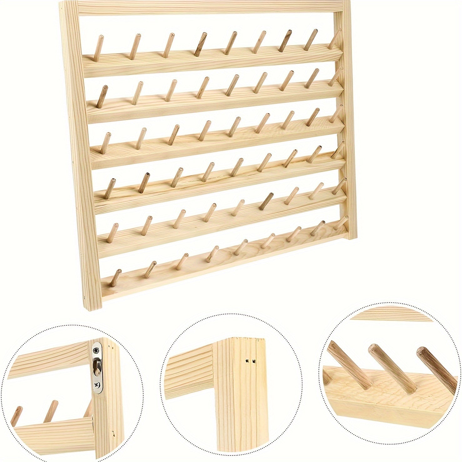 54 Spool Wooden Thread Holder Sewing Embroidery Thread Rack Wall Mounted