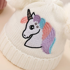 Winter Unicorn Knitted Hat for Kids, 1-3 Years, Birthday Gift