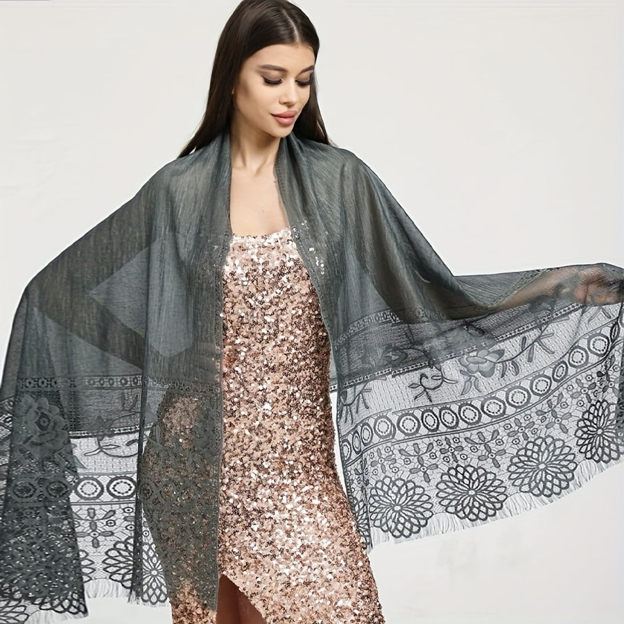 Large Hollow Lace Shawl for Women - Breathable Scarf for Party Wedding Prom