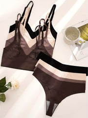 Seamless Bra & Panties Set Wireless Bra & Thong Lingerie Women's Underwear