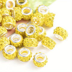 20pcs Big Hole Crystal Glass Beads Charms Rhinestone Inlaid for Jewelry Making