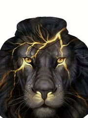 Lion 3D Print Hoodie Kangaroo Pocket Pullover Mens Clothing