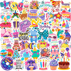 50pcs Happy Birthday Party Cartoon Graffiti Stickers Vinyl Waterproof Stickers