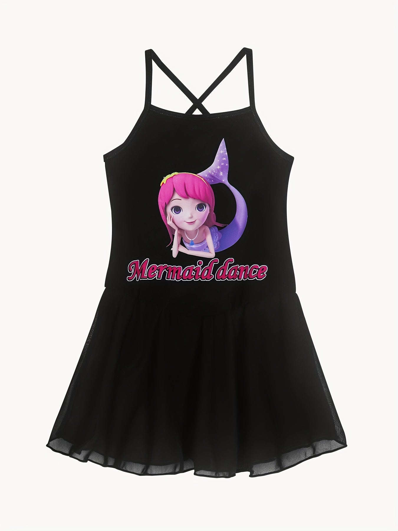 Cartoon Mermaid Ballet Skirt Cross Strap Dance Suit