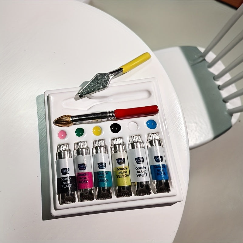 Mini Alloy and Resin Watercolor Paint Set for DIY Home Scenes