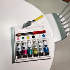Mini Alloy and Resin Watercolor Paint Set for DIY Home Scenes