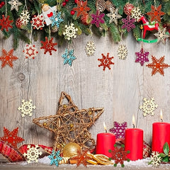 30pcs Wooden Snowflake Decorations Christmas Tree Decor