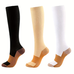 3 Pairs Copper Compression Thigh Socks for Outdoor Activities