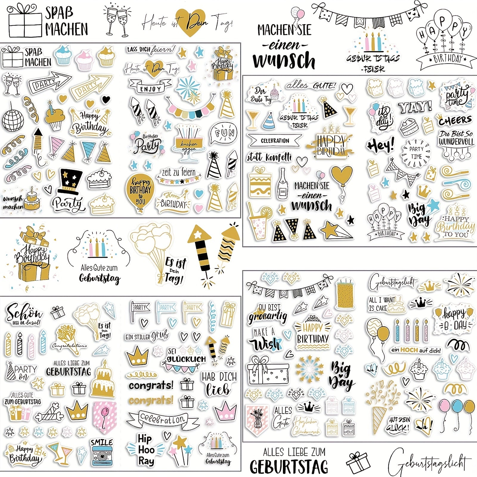 225pcs Cartoon Tattoo Stickers for Guest Book and Party Decor