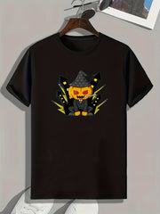 Halloween Pumpkin Print Men's Graphic T-shirt Casual Tee