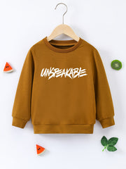UNSPEAKABLE Letter Print Boys Casual Pullover Sweatshirt Long Sleeve Crew Neck