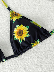 2pcs Girl's Sunflower Bikini Set Bathing Suit for Summer Vacation