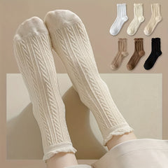 6 Pairs Comfy & Ruffle Women's Textured Socks