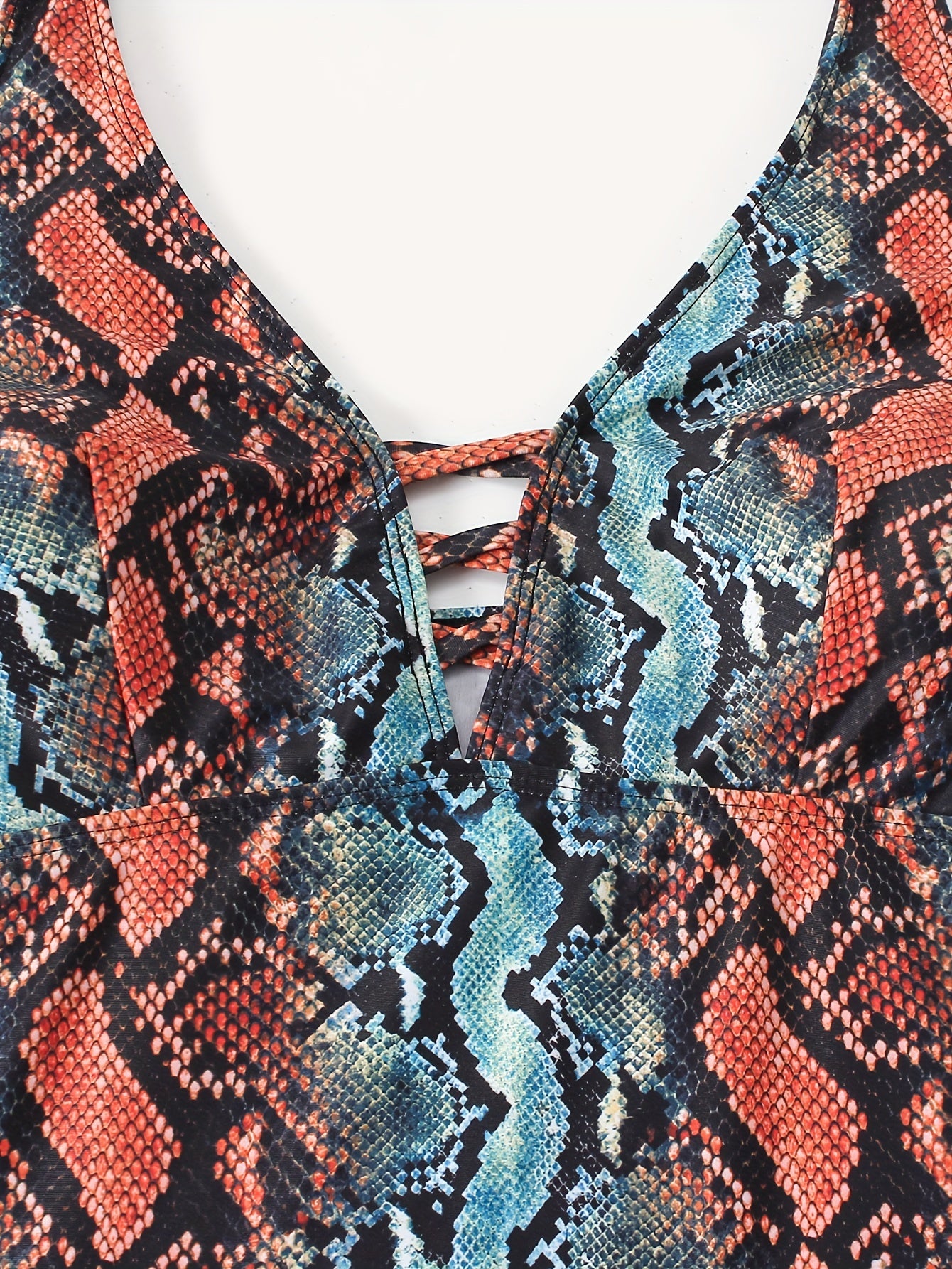 Sexy Swimsuit Women's Snake Print Cut Out One Piece