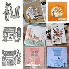 Metal Cutting Dies Rabbit Trees Lounge Chairs Windows Cradle for Paper Card