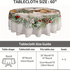 Polyester Tablecloth Merry Christmas Table Cover Christmas Tree Elk Pattern