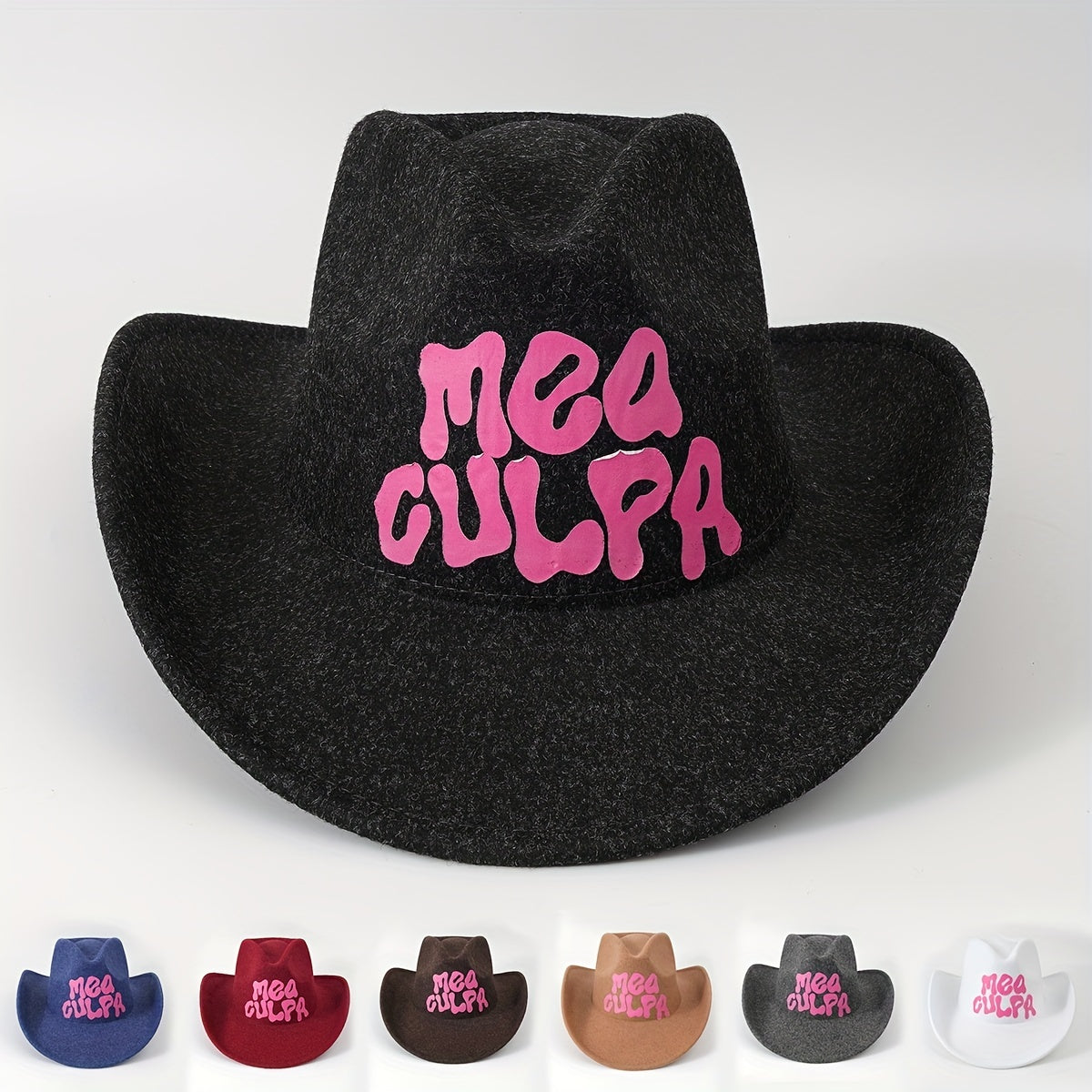 Y2K Cowboy Hat Solid Western Jazz Fedora Cap Rolled Brim Sun Hats