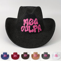 Y2K Cowboy Hat Solid Western Jazz Fedora Cap Rolled Brim Sun Hats