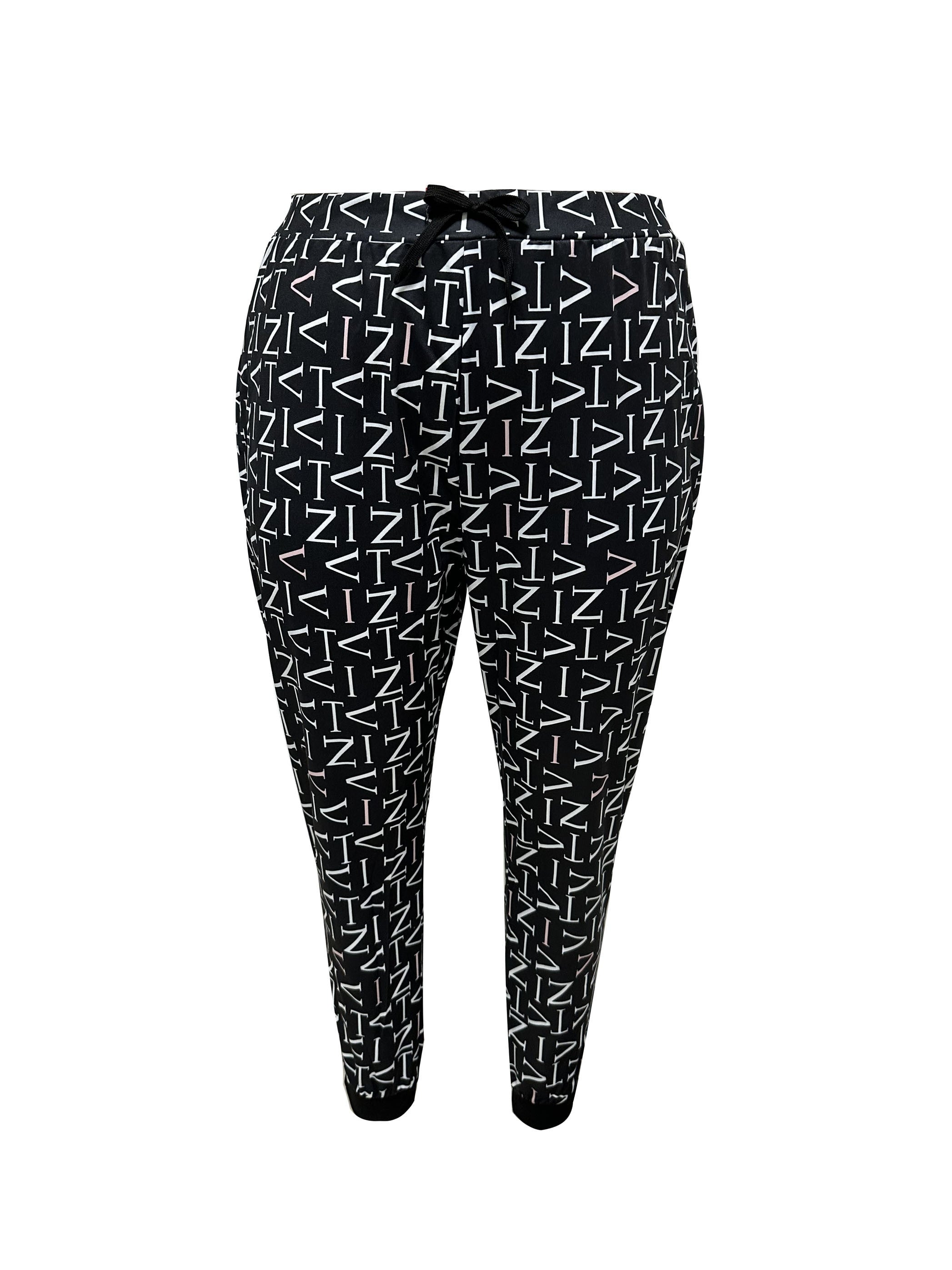 Letter Print Suit Coat & Pants Set