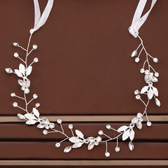 Bridal Pearl Leaves Headband Hair Accessory For Bride