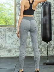 High Waist Honeycomb Print Yoga Leggings for Women