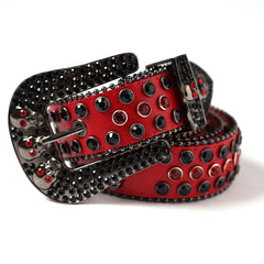 Rhinestone Men's Skull Belt Western Cowboy Stylish Belt Metal Buckle Bling Belt