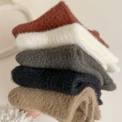 6 Pairs Solid Fuzzy Socks Women's Stockings & Hosiery
