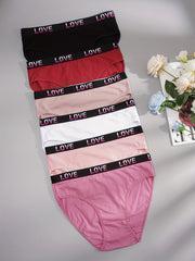 6pcs Letter Print Briefs Comfy Stretchy Panties Women's Lingerie