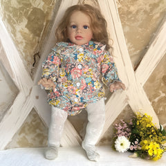 Pippa Reborn Doll, Floral Dress, Realistic Hair