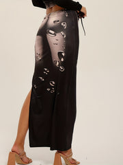 Water Drop Print Slit Skirt for Spring & Summer Women's Clothing