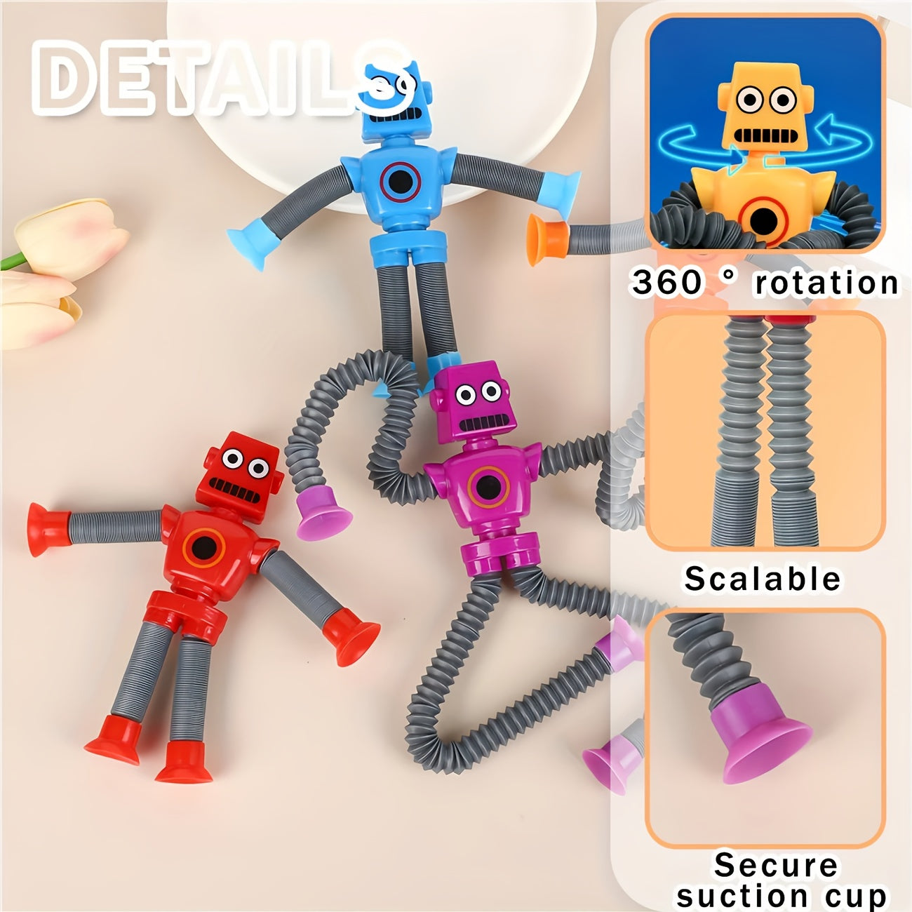 Suction Cup Robot w/ Retractable Tubes Fidget Toy