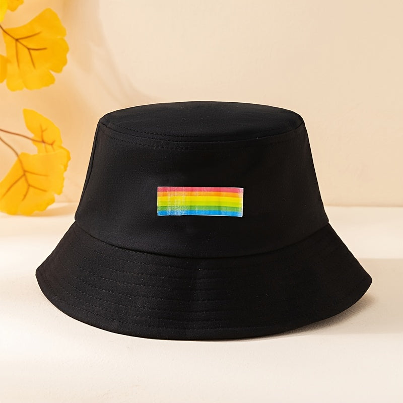 Rainbow Stripe Print Bucket Hat Sunshade Casual Fisherman Hat LGBT Pride