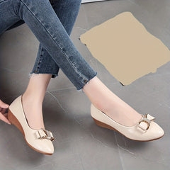 Women's Slip-On Bow Tie Casual Wedge Shoes