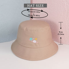 Planet Embroidered Bucket Hat Cartoon Hat For Women Christmas Gift For Her