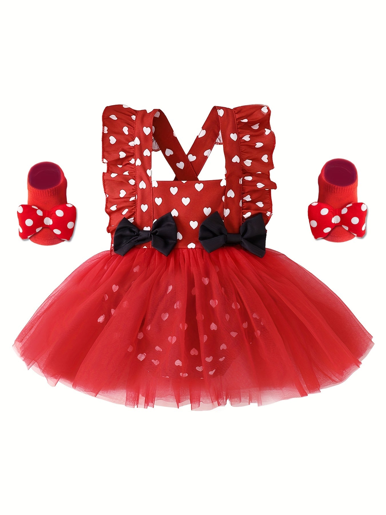 Cosplay Baby Girls Dress Set with Bow Hairband Socks - Birthday Party Dress