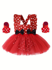 Cosplay Baby Girls Dress Set with Bow Hairband Socks - Birthday Party Dress