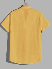 Men's Casual Cotton Short Sleeve Shirt With Button
