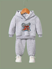 2pcs Shoes Print Girls Hoodies Jogger Set For Sports