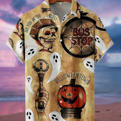 Retro Halloween Pattern Men's Shirt