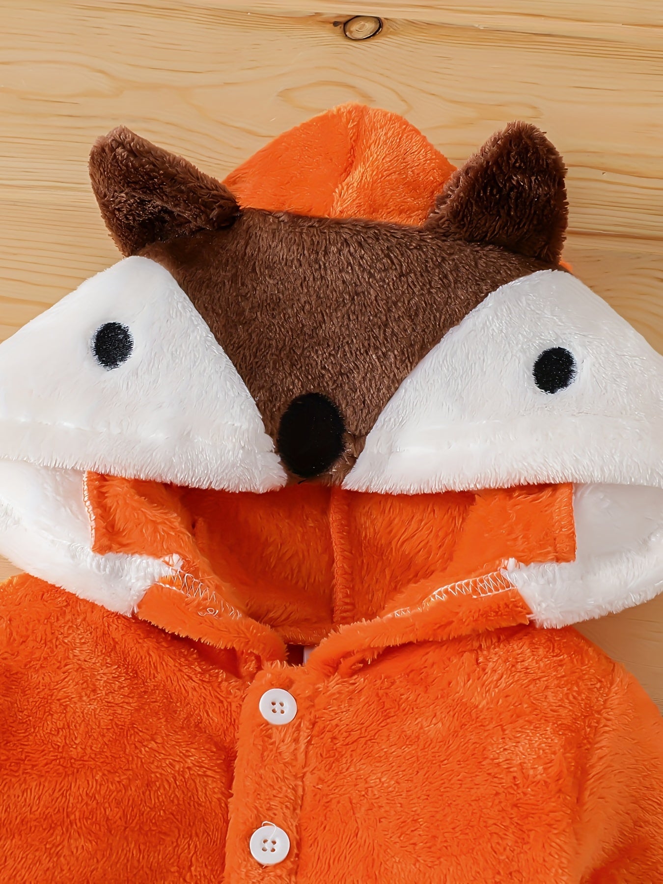 Fleece Thermal Fox Shape Romper Hoodie for Baby