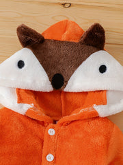 Fleece Thermal Fox Shape Romper Hoodie for Baby